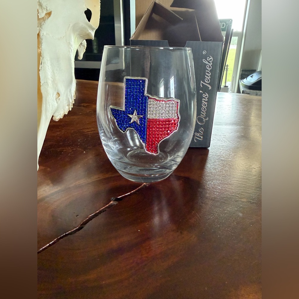 The Queen's Jewels Texas Flag Stemless Wine Glass - Red, White & Blue